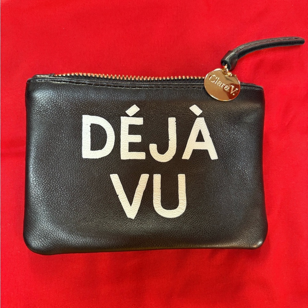 Clare V. Black Pouch with Gold Zipper